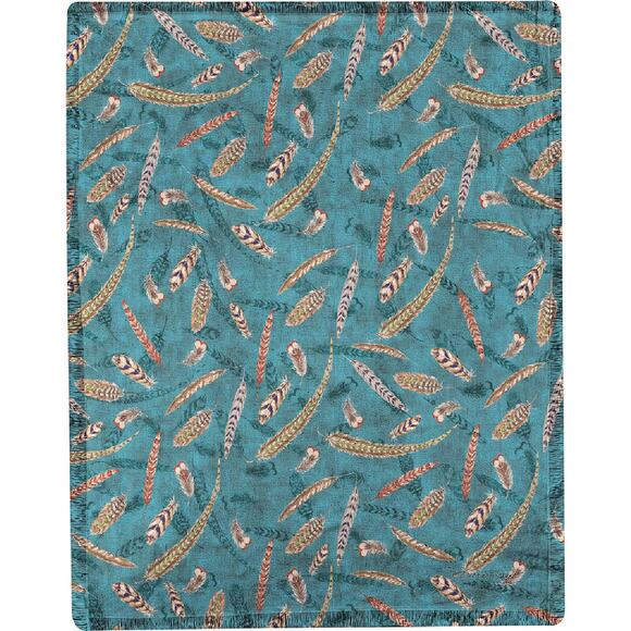 Pheasant FeatherS Decorative Throw Blanket Susan Winget 50x60" NEW Made in USA - Picture 2 of 4